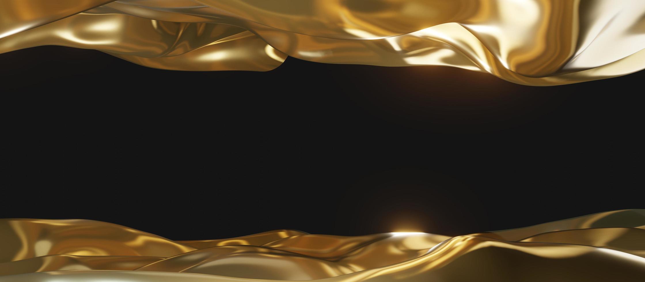 onda dorata texture foglio lucido superficie lucida sfondo di lusso illustrazione 3d foto