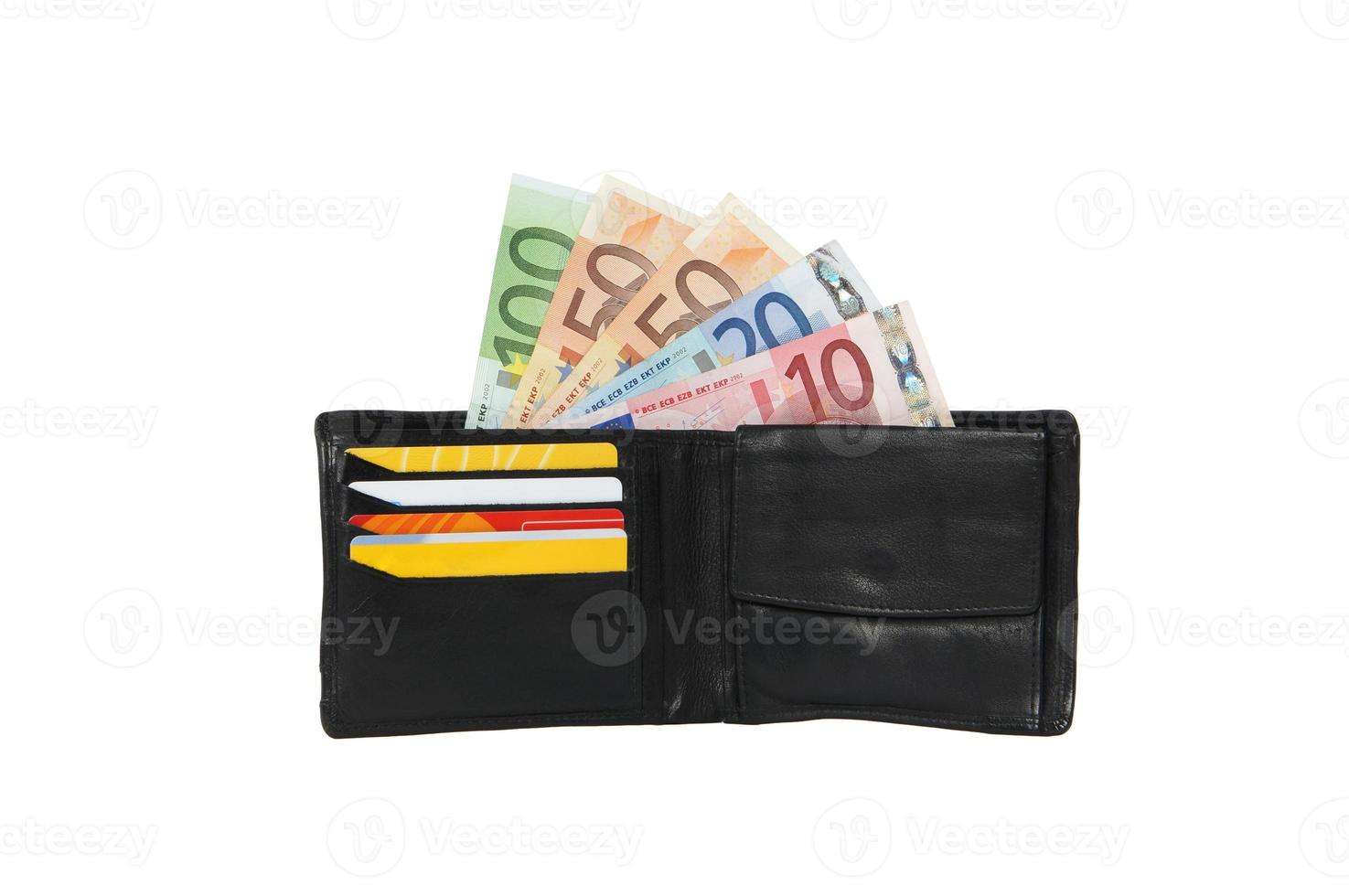 portafoglio con contanti e carte di credito foto