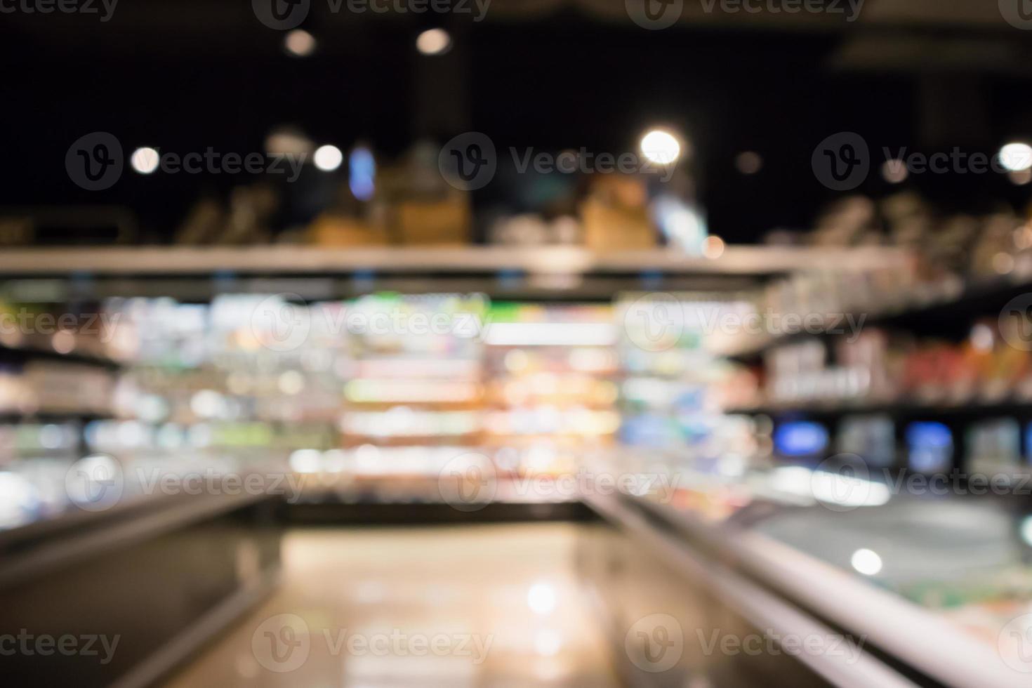 frigorifero astratto supermercato negozio di alimentari sfocato sfondo sfocato con luce bokeh foto