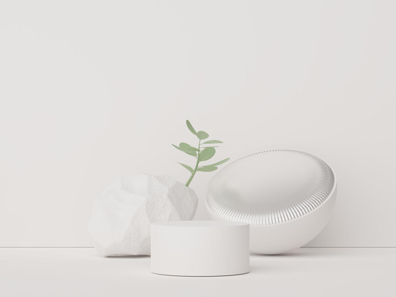 podio astratto con forme geometriche minimali. Scena di rendering 3d per mock up e presentazione del prodotto. piattaforma a piedistallo per pubblicità cosmetica. foto