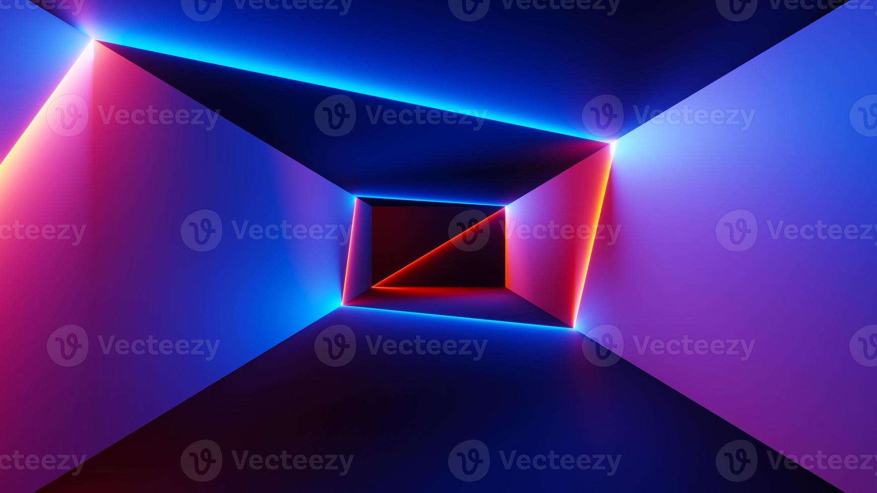 Rendering 3d di neon flash e luce che si illumina su una scena scura. linee mobili veloci. foto