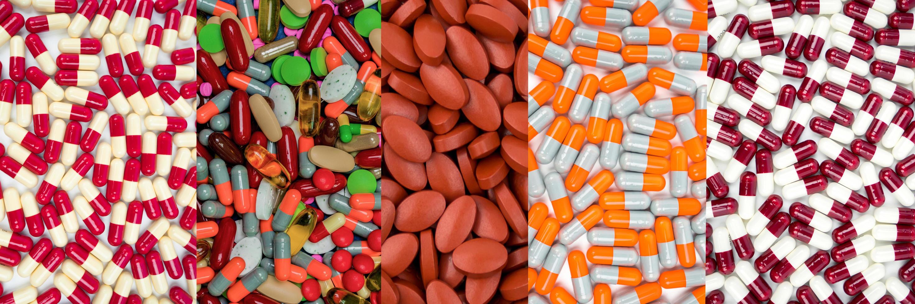 vitamine e integratori. colorato di pillole. molte delle capsule e compresse pillole. prodotti dell'industria farmaceutica. concetto di interazioni farmacologiche. farmacologia e tossicologia. concetto farmaceutico. foto