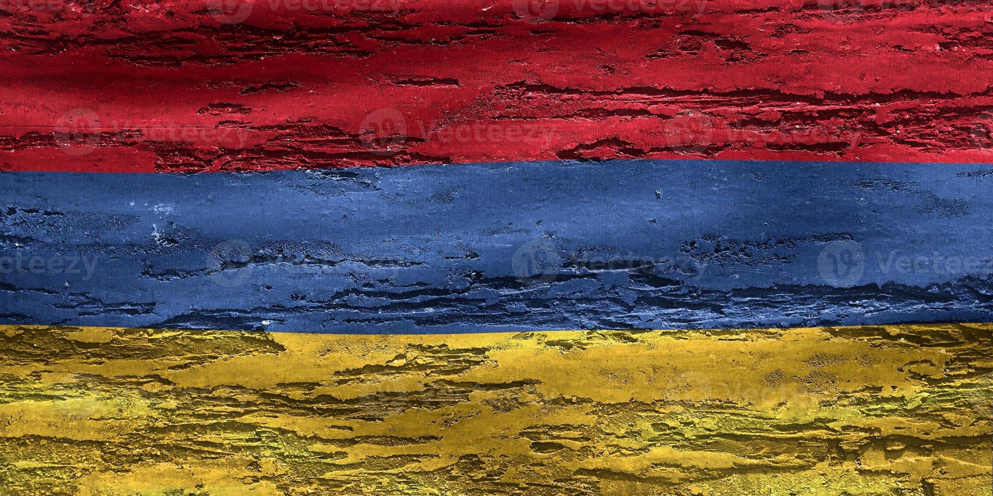 bandiera dell'armenia - bandiera sventolante realistica in tessuto foto