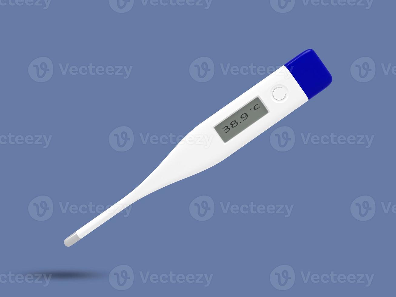 termometro digitale clinico moderno elettronico. dispositivo di misurazione della temperatura. concetto diagnostico e sanitario della febbre. illustrazione resa 3D. foto