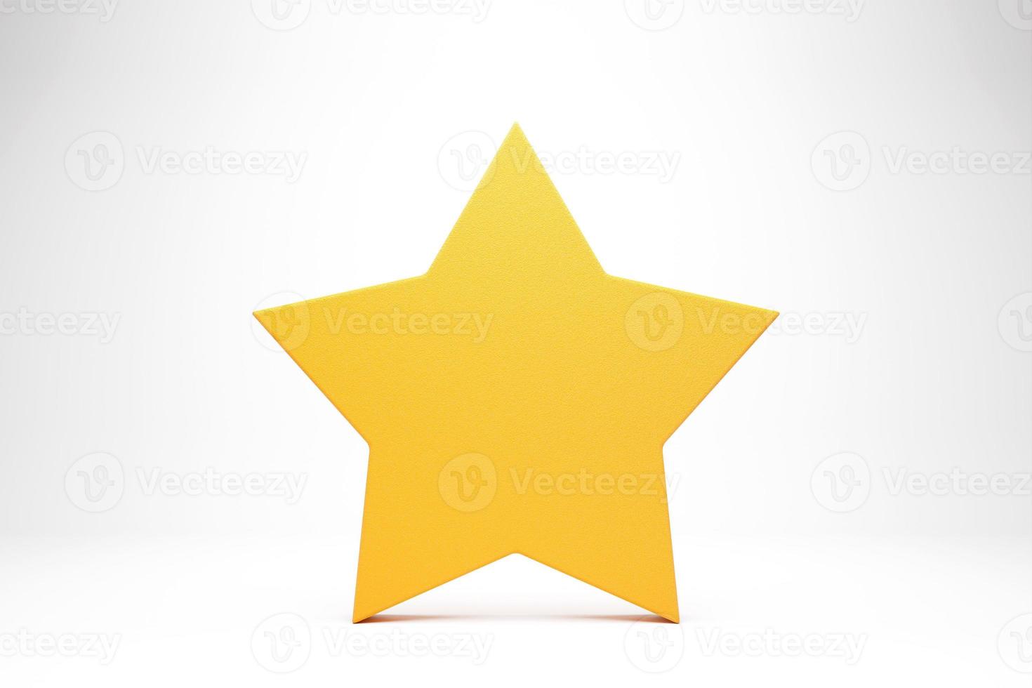 grande stella gialla lucida con ombra morbida su sfondo bianco. foto