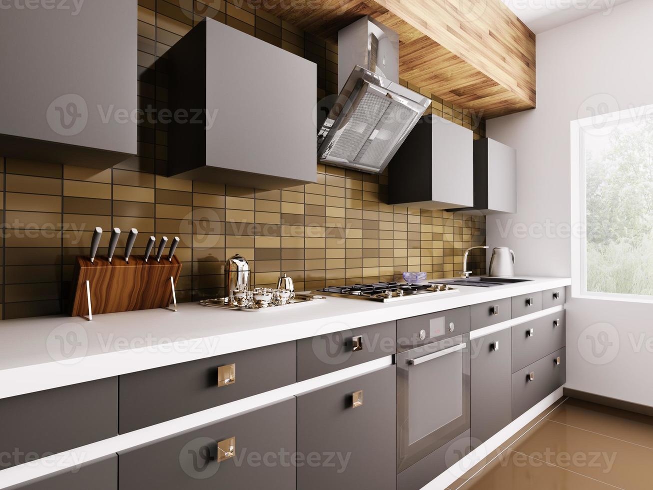 cucina moderna interni 3d foto