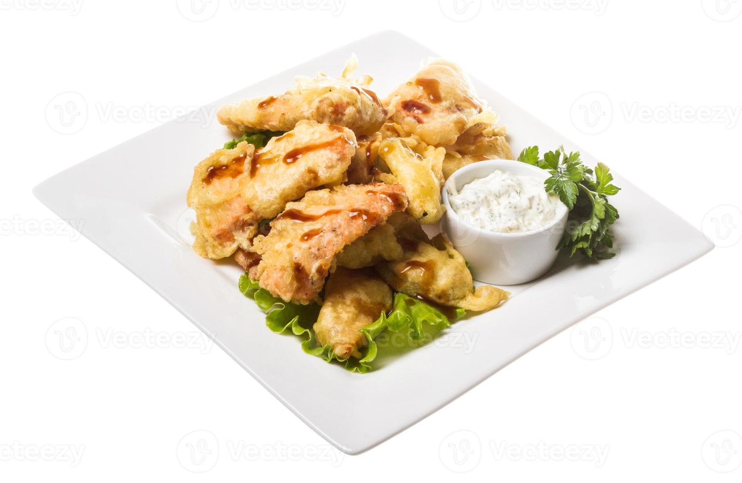 tempura di salmone, cibo giapponese foto