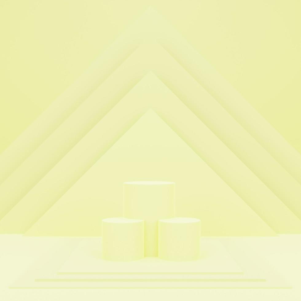 Podio giallo minimalista 3d per il posizionamento del prodotto e la visualizzazione con lo sfondo. Forma geometrica di rendering 3d, palcoscenico per premi sul sito Web in moderno. foto