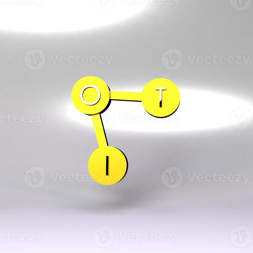 simbolo del logo della cosa internet d'oro. iot concetto. illustrazione di rendering 3d. foto