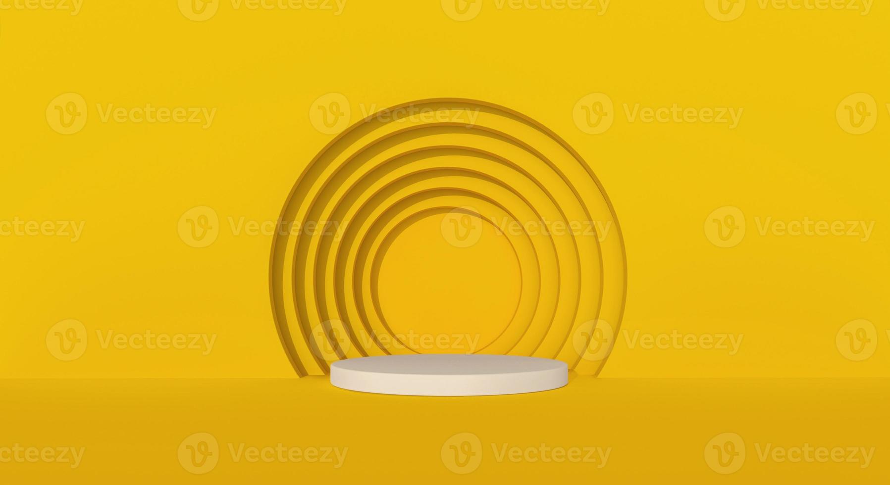 podio giallo con sfondo di cerchi. foto