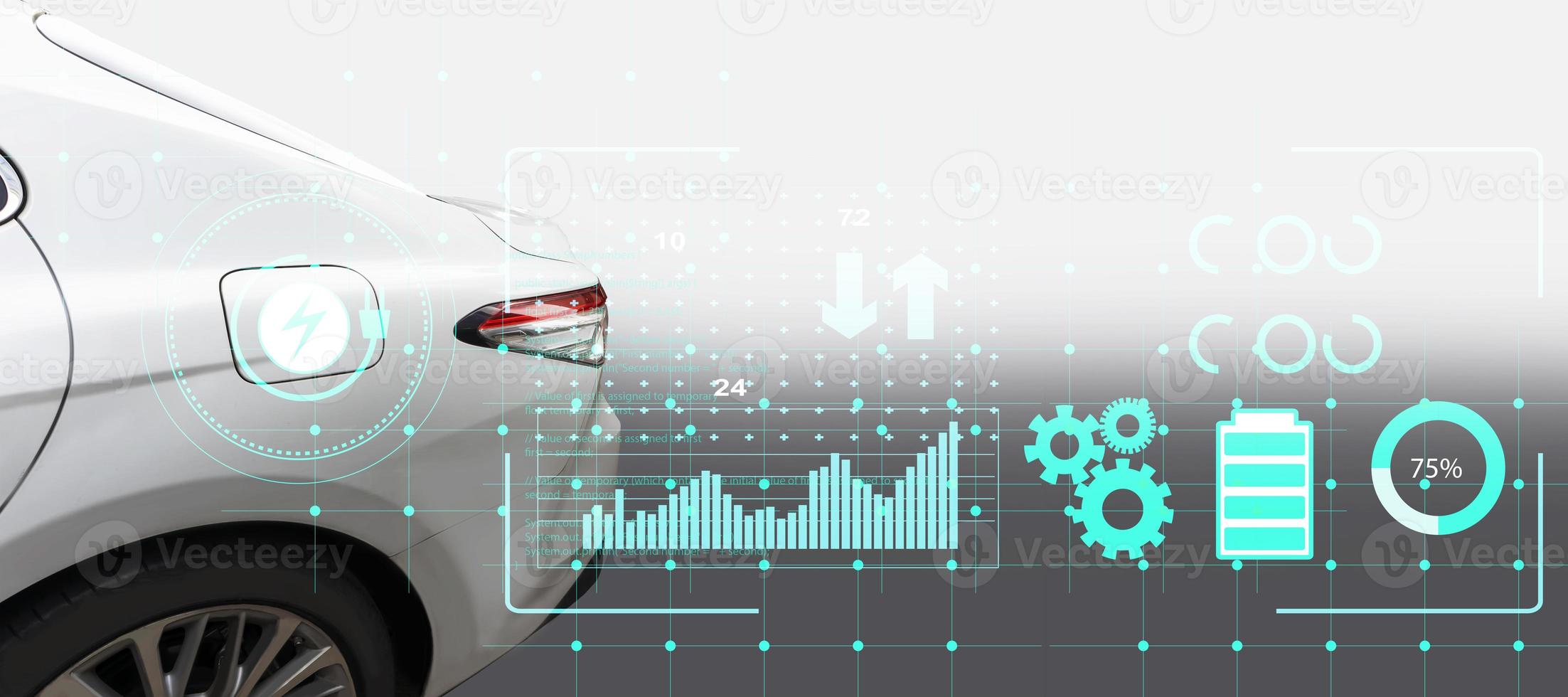 concetto di energia rinnovabile, caricabatteria per auto intelligente, stazione di ricarica ev foto