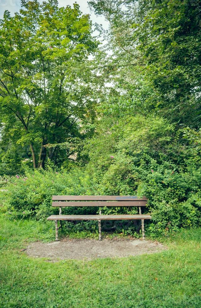 panca di legno nel parco cittadino foto