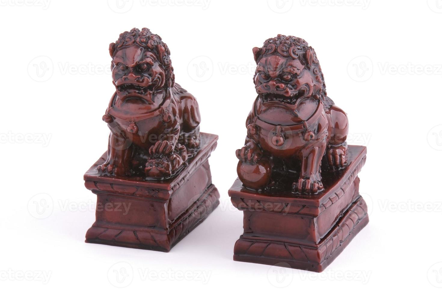 coppia di leoni guardiani cinesi in ceramica foto