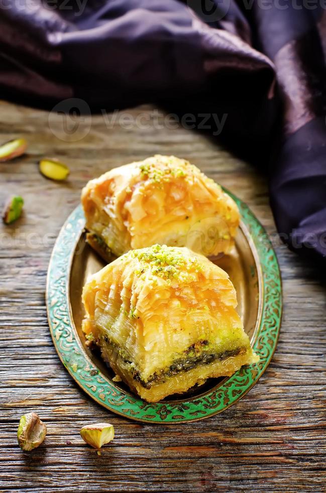 baklava al pistacchio. delizia tradizionale turca foto