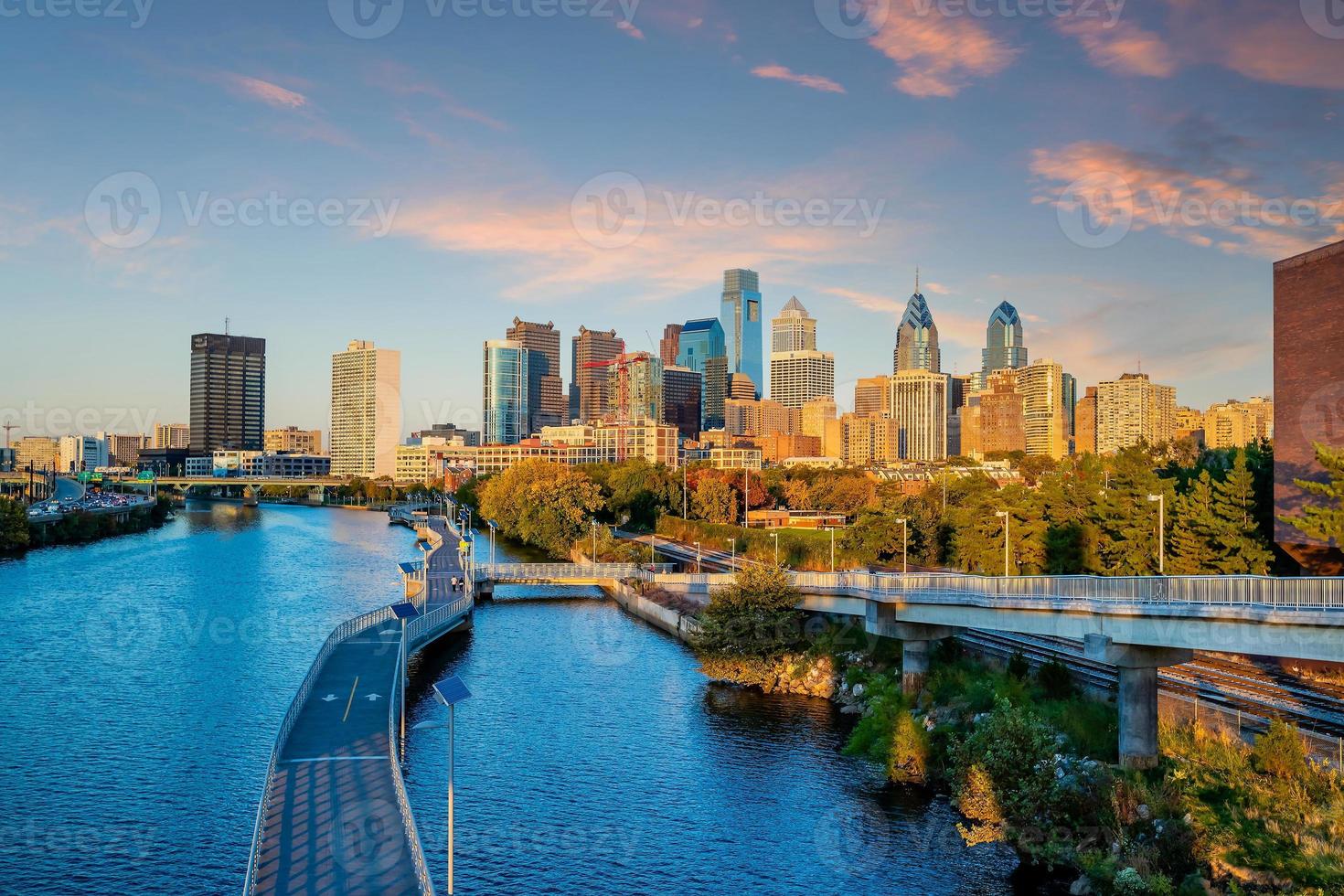 philadelphia downtowncity skyline, paesaggio urbano in pennsylvania foto