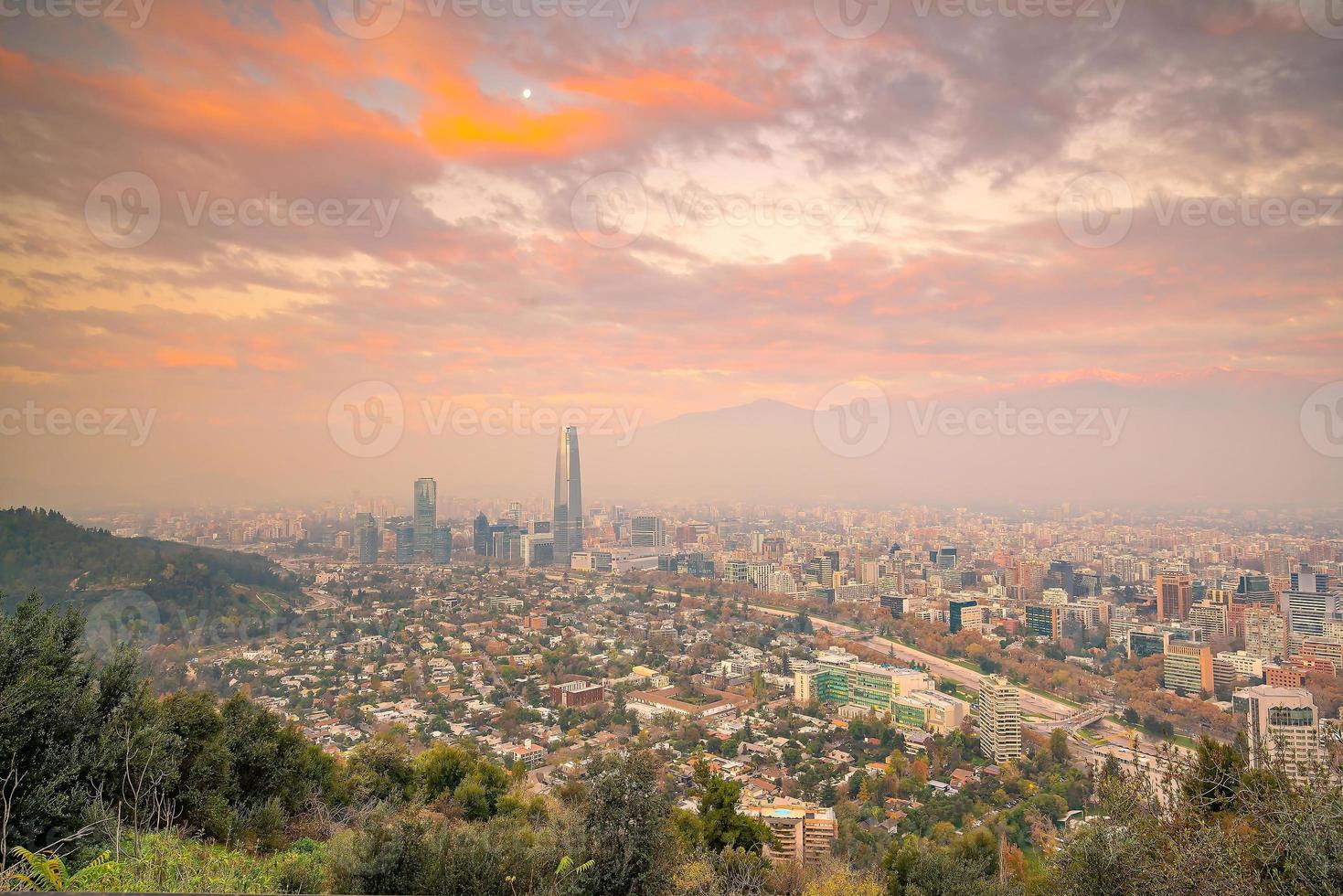 centro di santiago skyline della città paesaggio urbano del cile foto