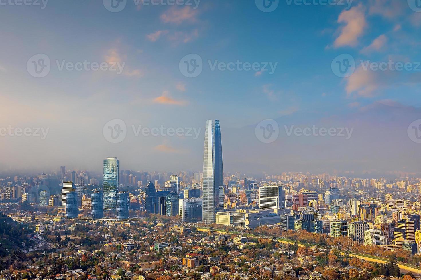 centro di santiago skyline della città paesaggio urbano del cile foto