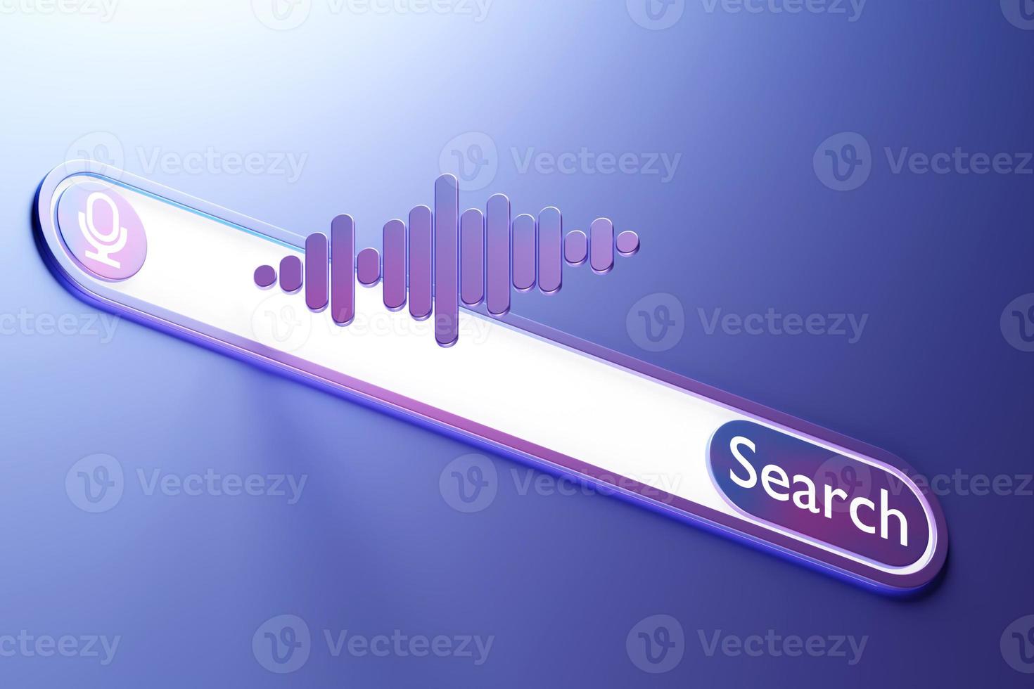 illustrazione 3d, pulsante del microfono per la ricerca audio su Internet foto