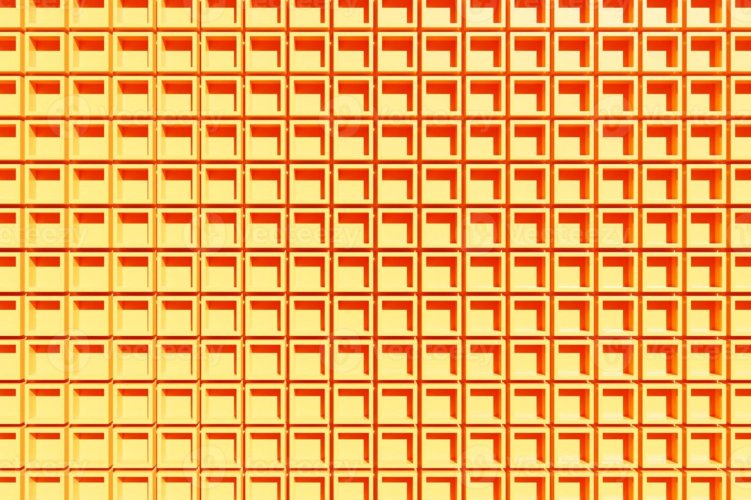 illustrazione 3d di strisce arancioni della parete. set di quadrati su sfondo monocromatico, motivo. sfondo geometrico, modello foto