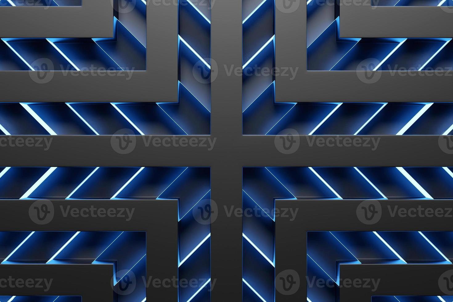 illustrazione 3d motivo geometrico nero e blu. sfondo geometrico, modello foto