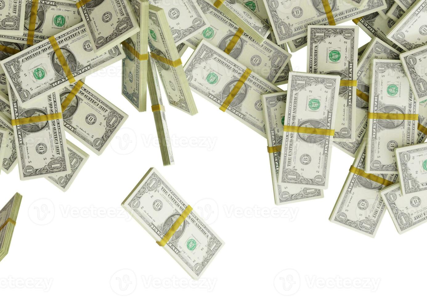 grande mucchio di banconote da un dollaro degli Stati Uniti risoluzione di grandi dimensioni per affari, finanza, notizie sfondo rendering 3d foto