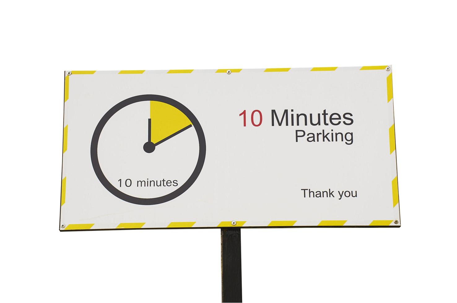 10 minuti di parcheggio segno isolato su bianco. l'immagine include il percorso di ritaglio. foto