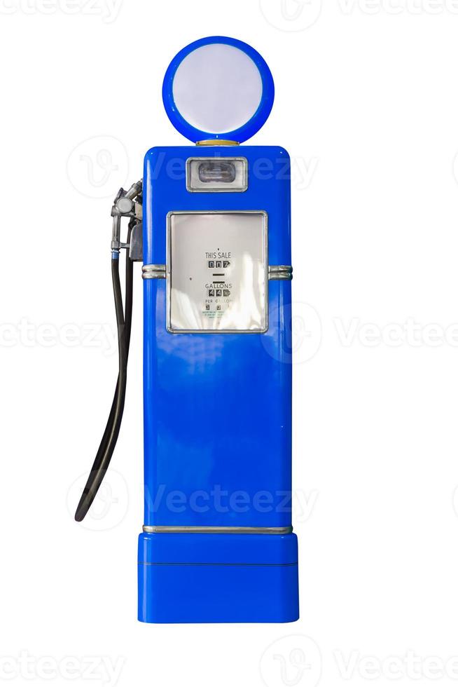 pompa del carburante blu vintage su bianco foto