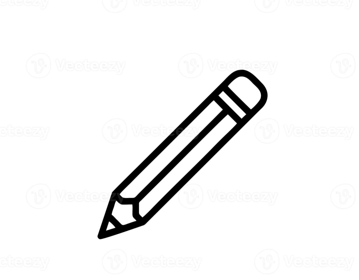 icona a forma di matita in un'immagine vettoriale nera, illustrazione di una matita in nero su sfondo bianco, un disegno a penna su uno sfondo bianco foto