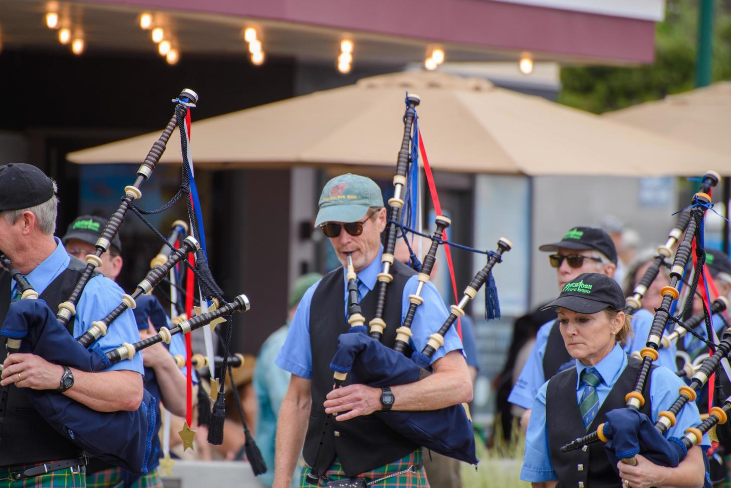 4 luglio 2022 larkspur california usa, corte madera larkspur 4 luglio parade, mcintosh pipe band foto