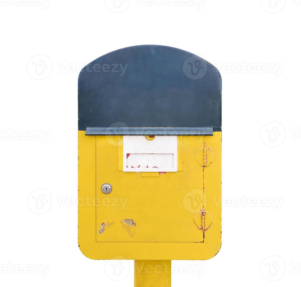casella postale gialla su sfondo bianco. foto