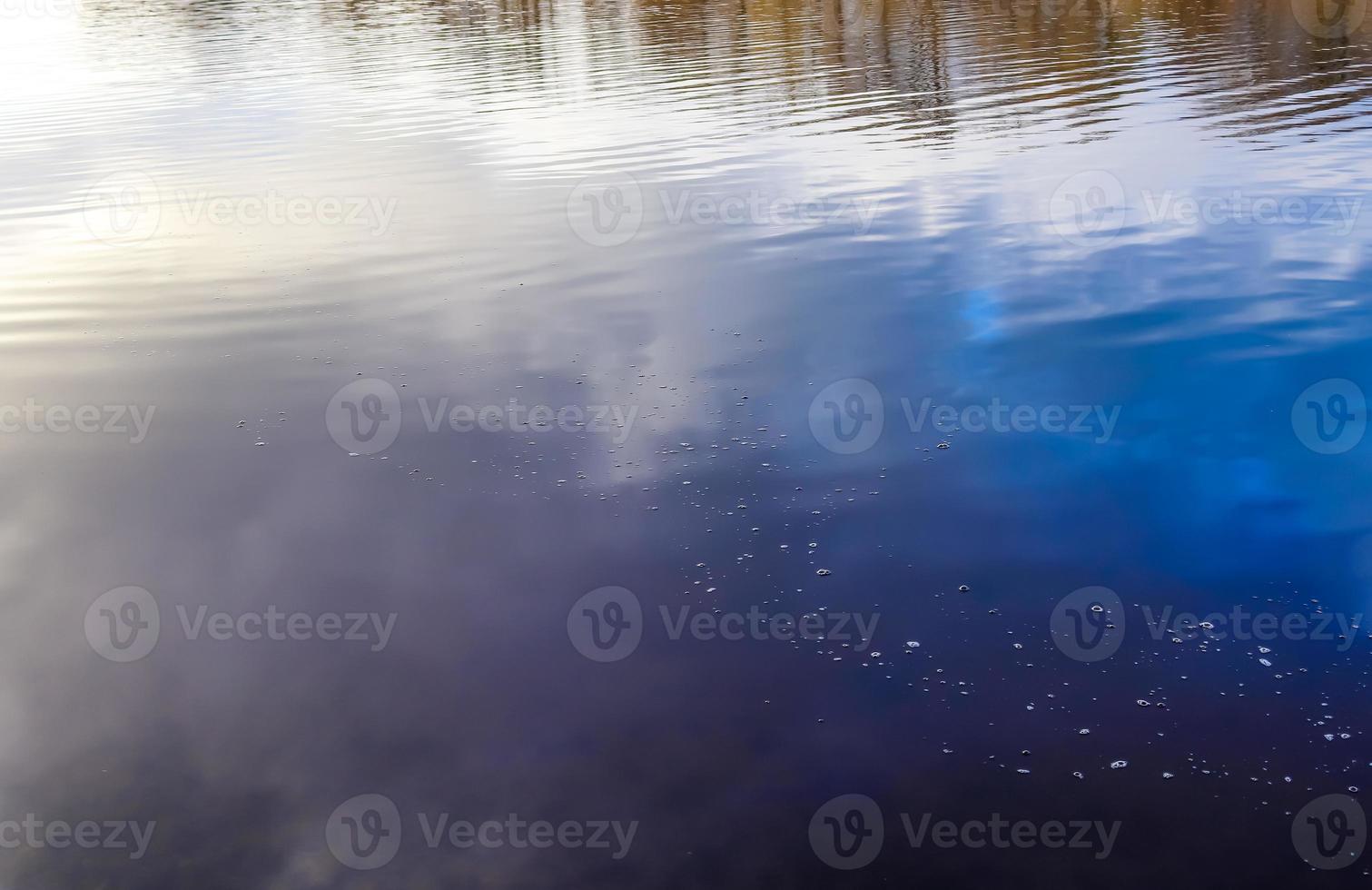 vista ravvicinata dettagliata sulle superfici dell'acqua con increspature e onde e la luce solare che si riflette sulla superficie foto