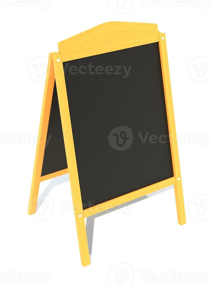 illustrazione di rendering 3d del menu di bordo nero in legno foto