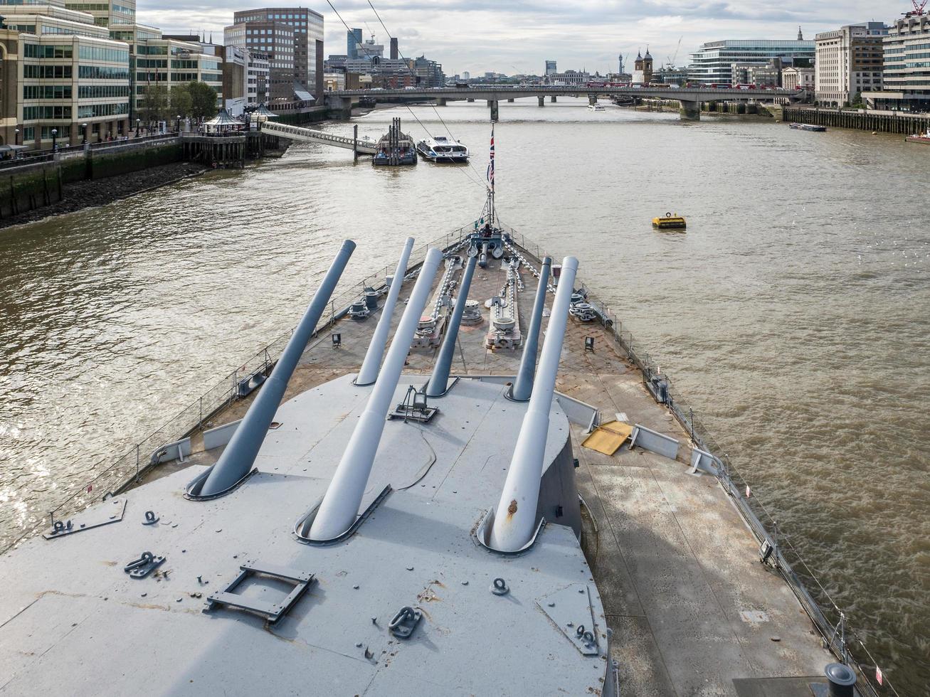 Londra, Regno Unito, 2016. torretta della pistola su hms belfast foto