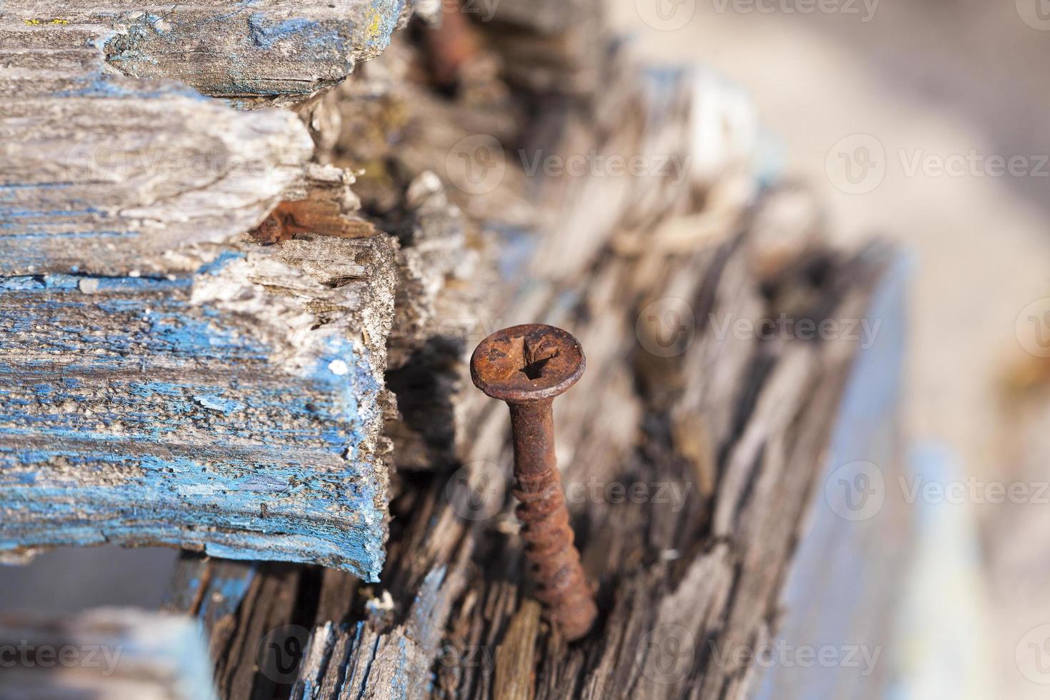 parte delle vecchie panche di legno foto