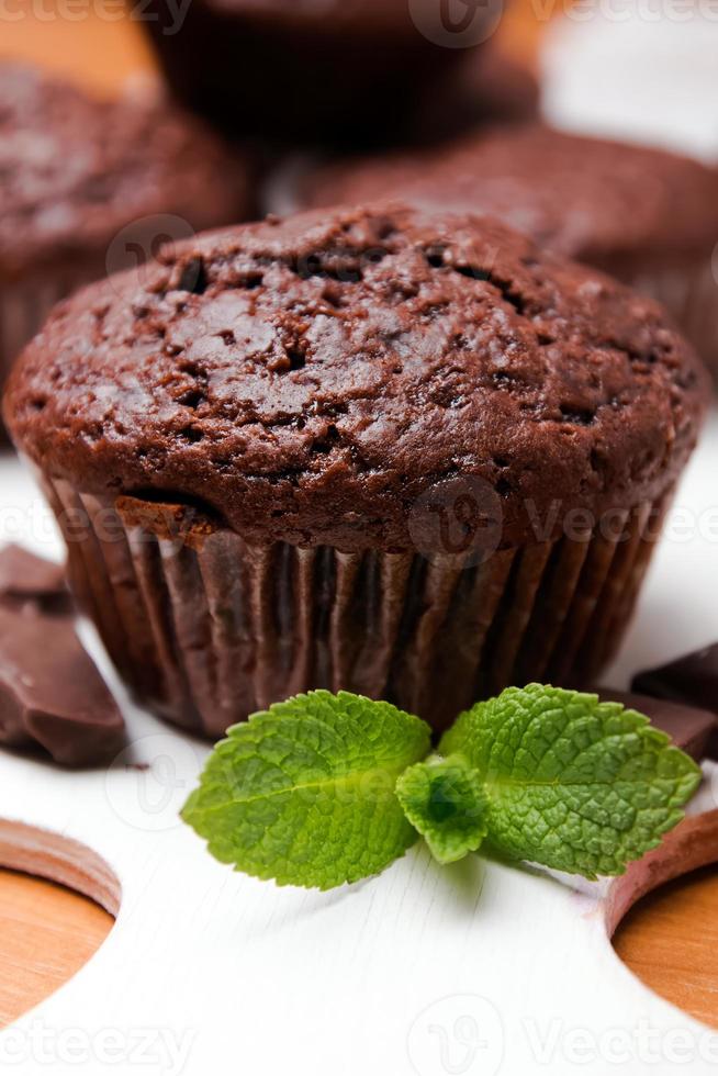 primo piano muffin al cioccolato foto