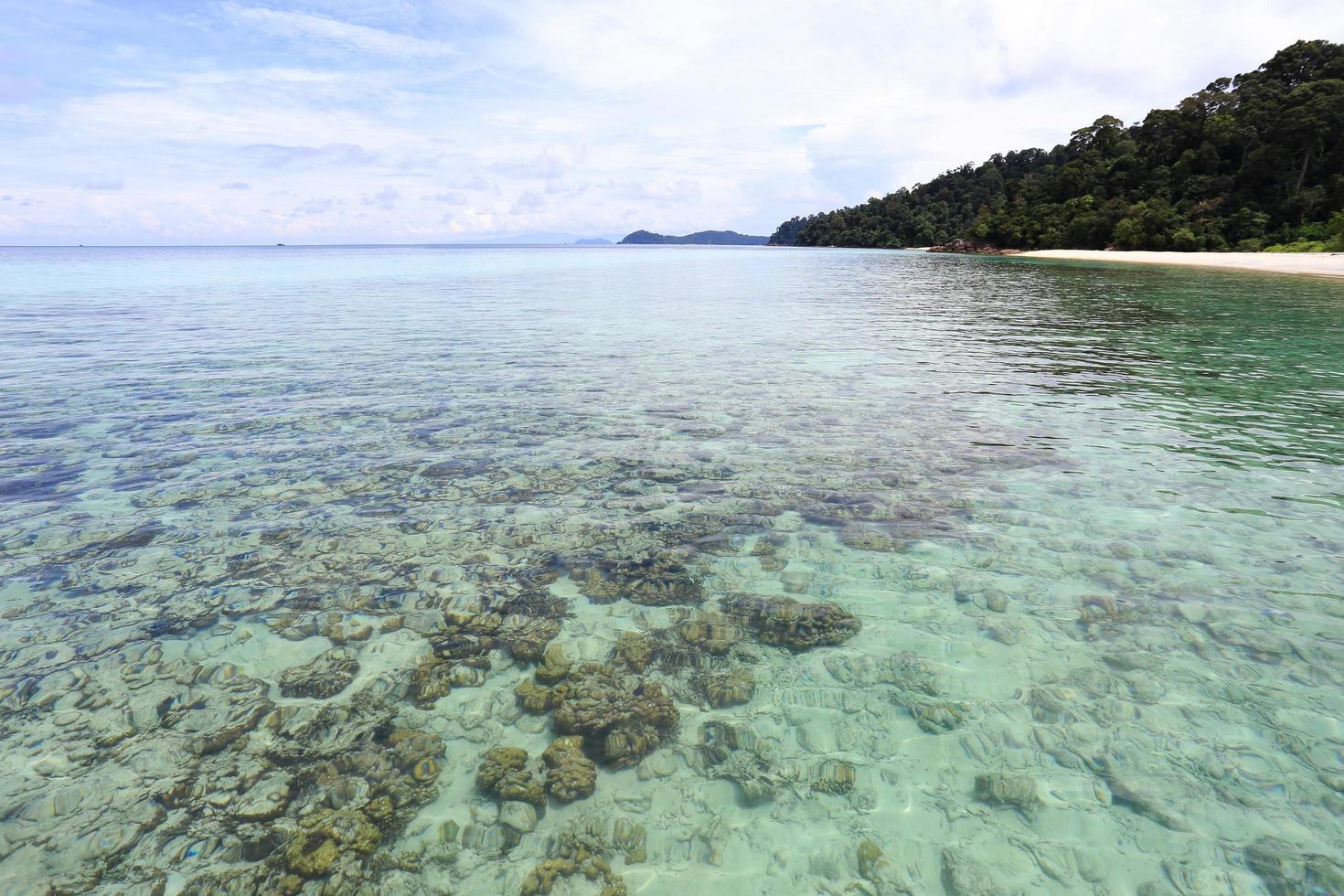 bellissimo mare e spiaggia all'isola tropicale foto