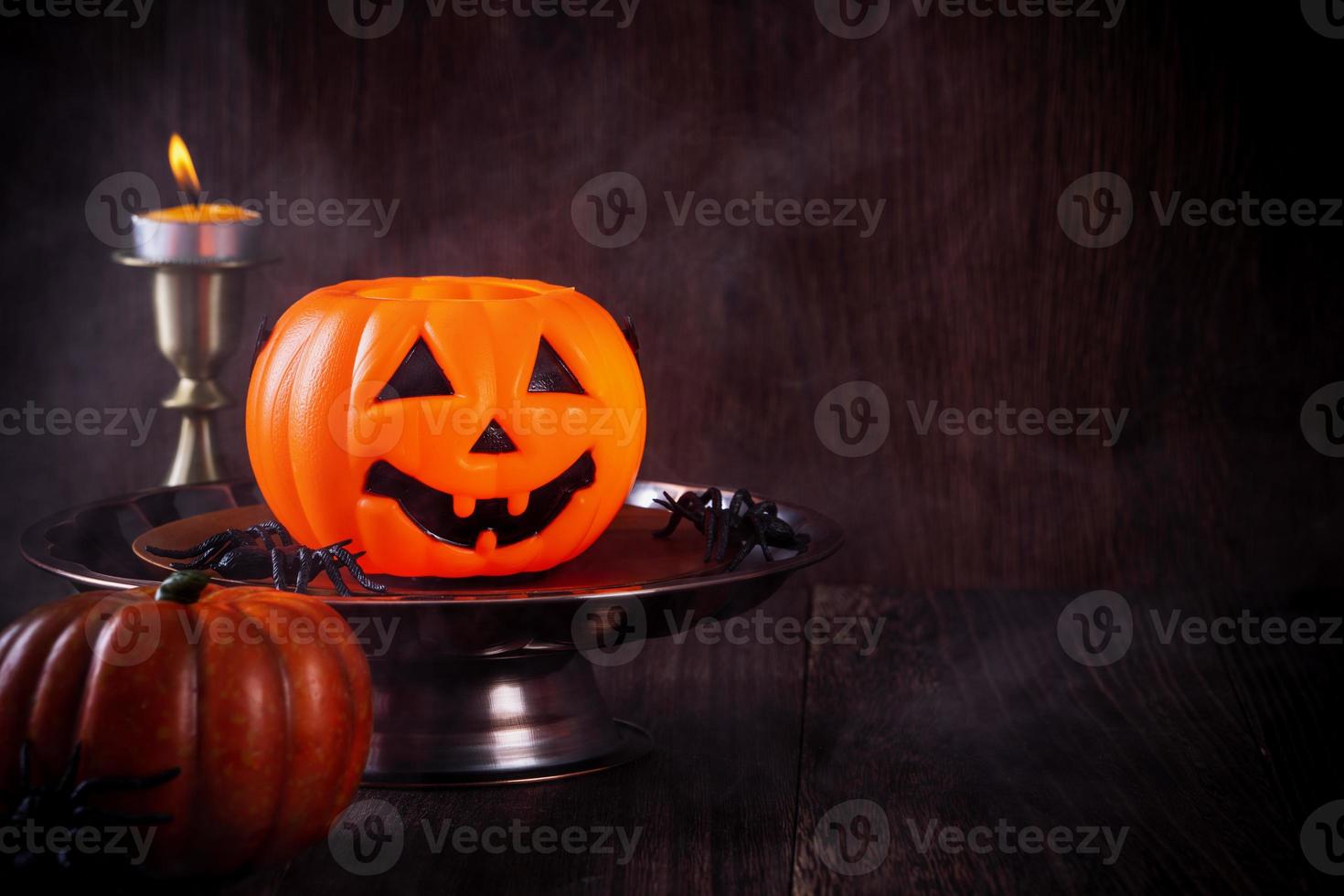 primo piano di spaventosi trucchi di Halloween, decorazioni per festival horror. foto