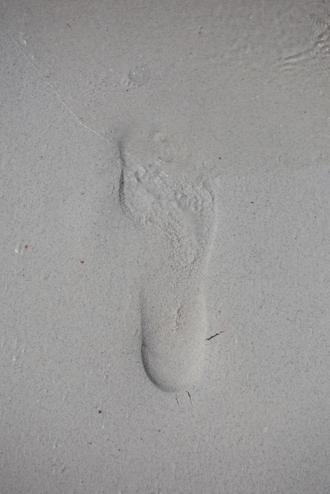 Singel impronta sulla spiaggia di sabbia foto