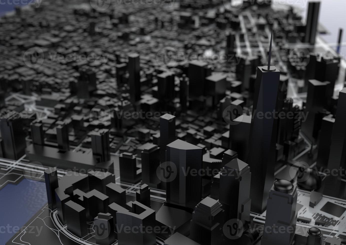 vista dall'alto della grande città. illustrazione nella progettazione grafica casual. frammento di hong kong rendering 3d foto