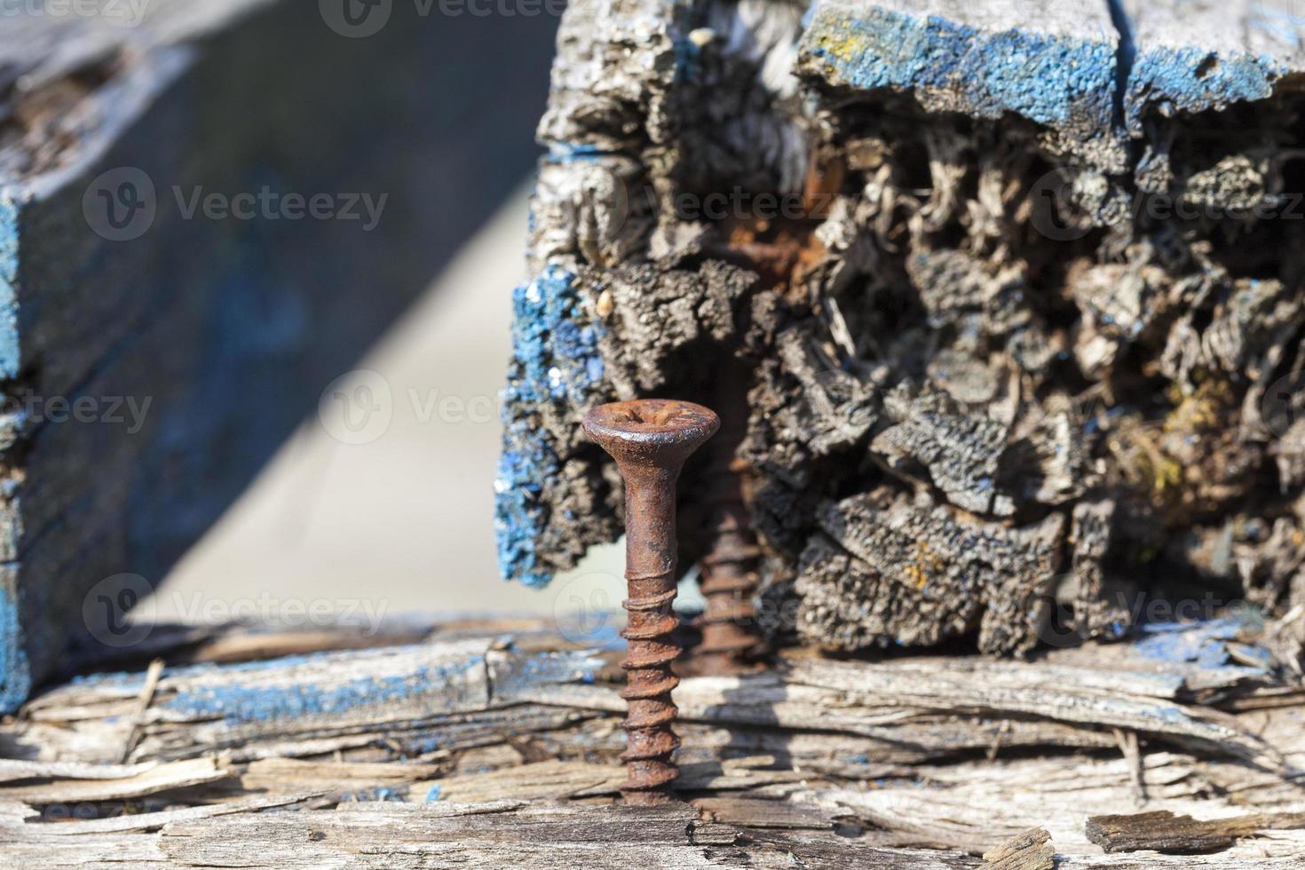 parte delle vecchie panche di legno foto