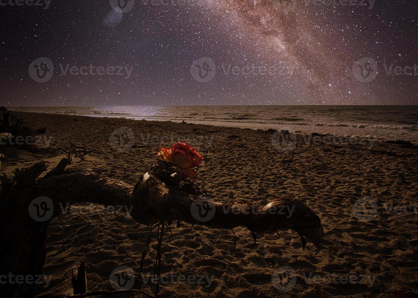 via lattea sul mar baltico sulla spiaggia occidentale su fischland darss come composizione foto