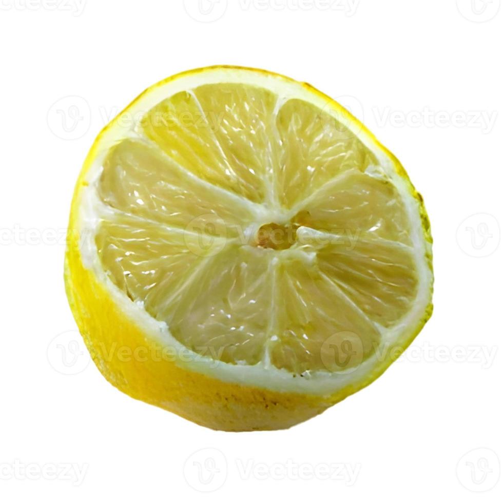 frutta di limone e limone tagliato a metà isolato su un tracciato di ritaglio di sfondo bianco foto