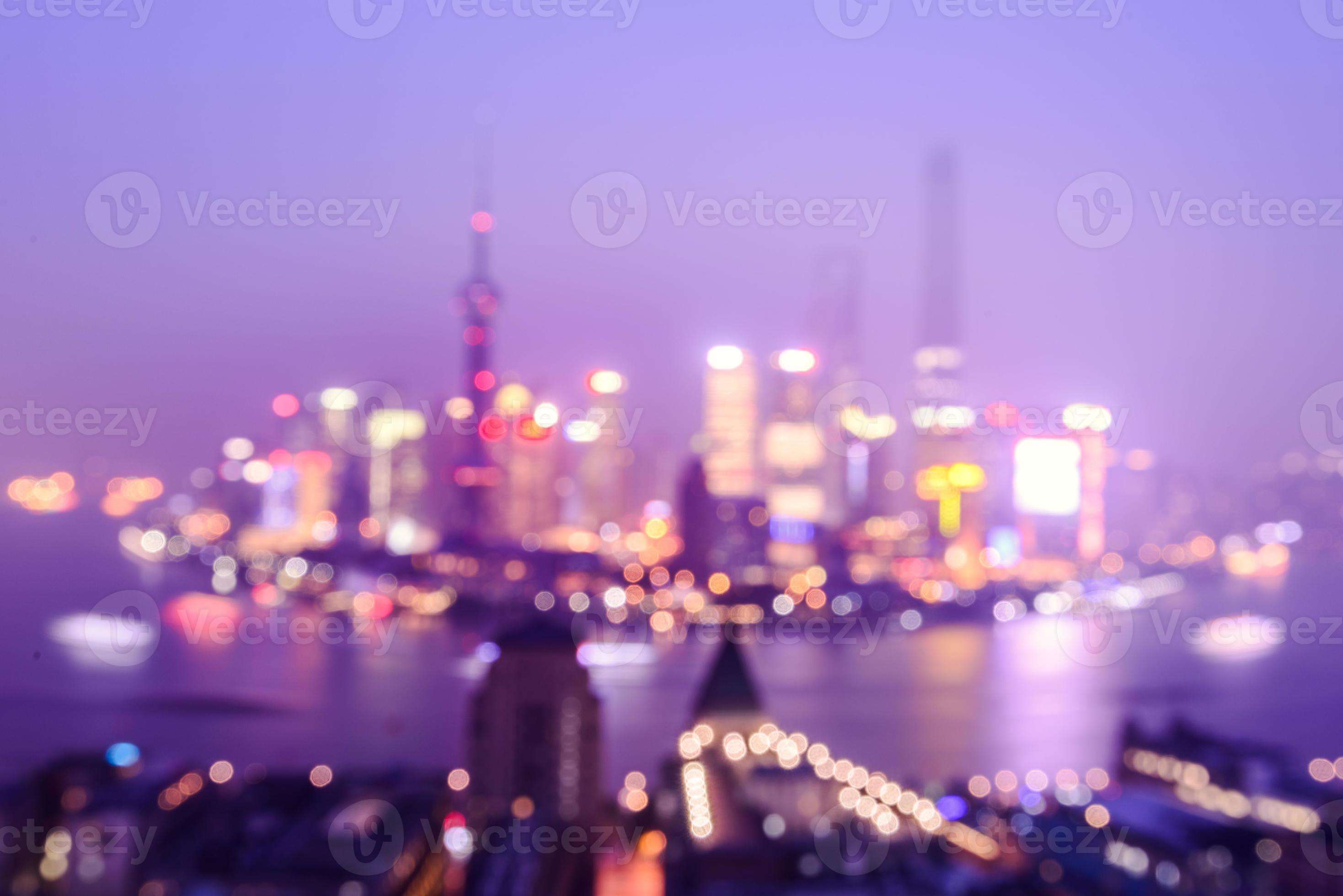 skyline di Shanghai notte con la riflessione, bella città moderna foto