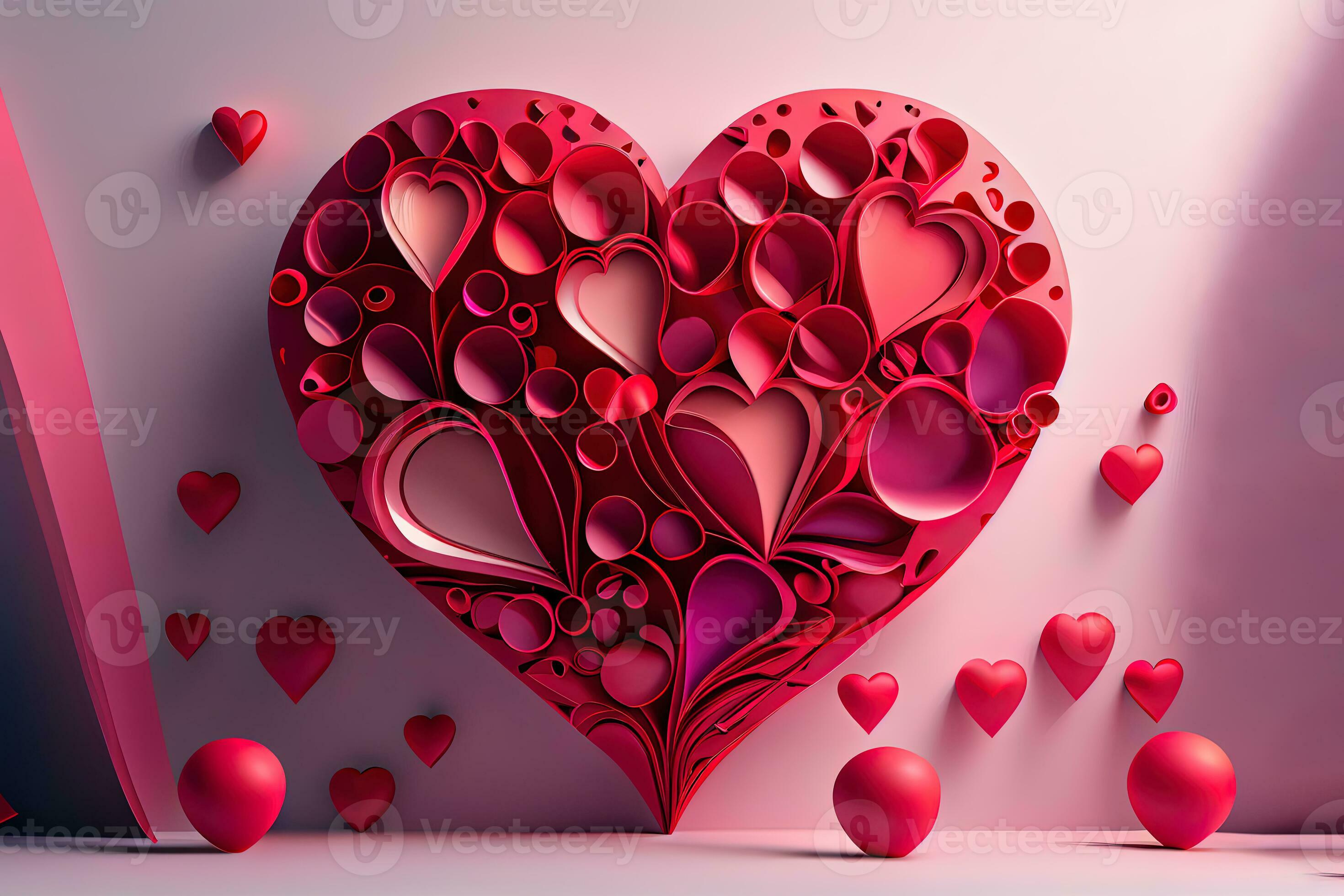 incantevole amore. affascinante 3d a forma di cuore ghirlanda per San  Valentino giorno 26175692 Stock Photo su Vecteezy
