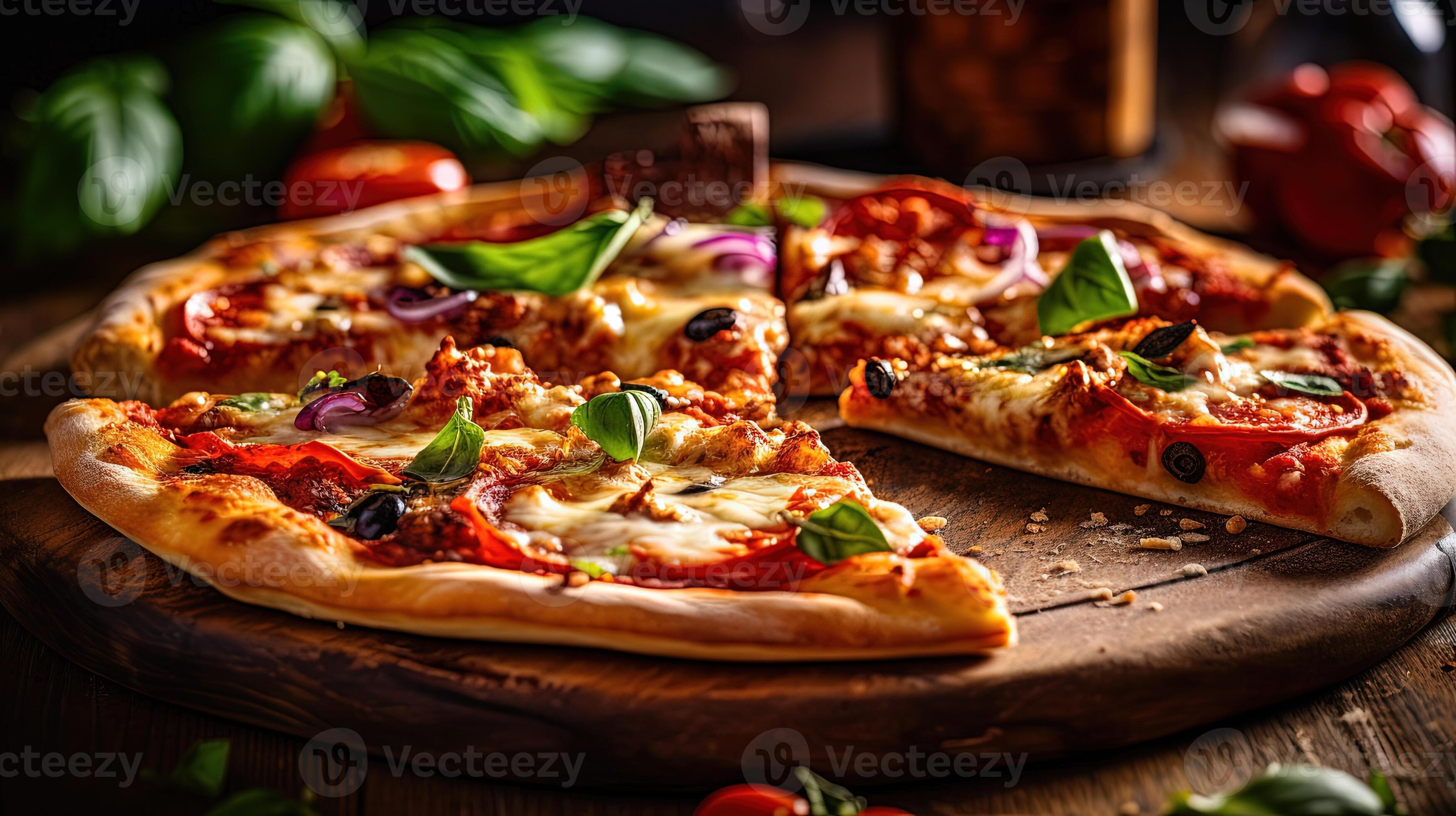 mediterraneo stile Pizza condimenti su di legno taglio tavola per cibo  pronto per mangiare concetto. cibo fotografia, generativo ai. 24084569  Stock Photo su Vecteezy