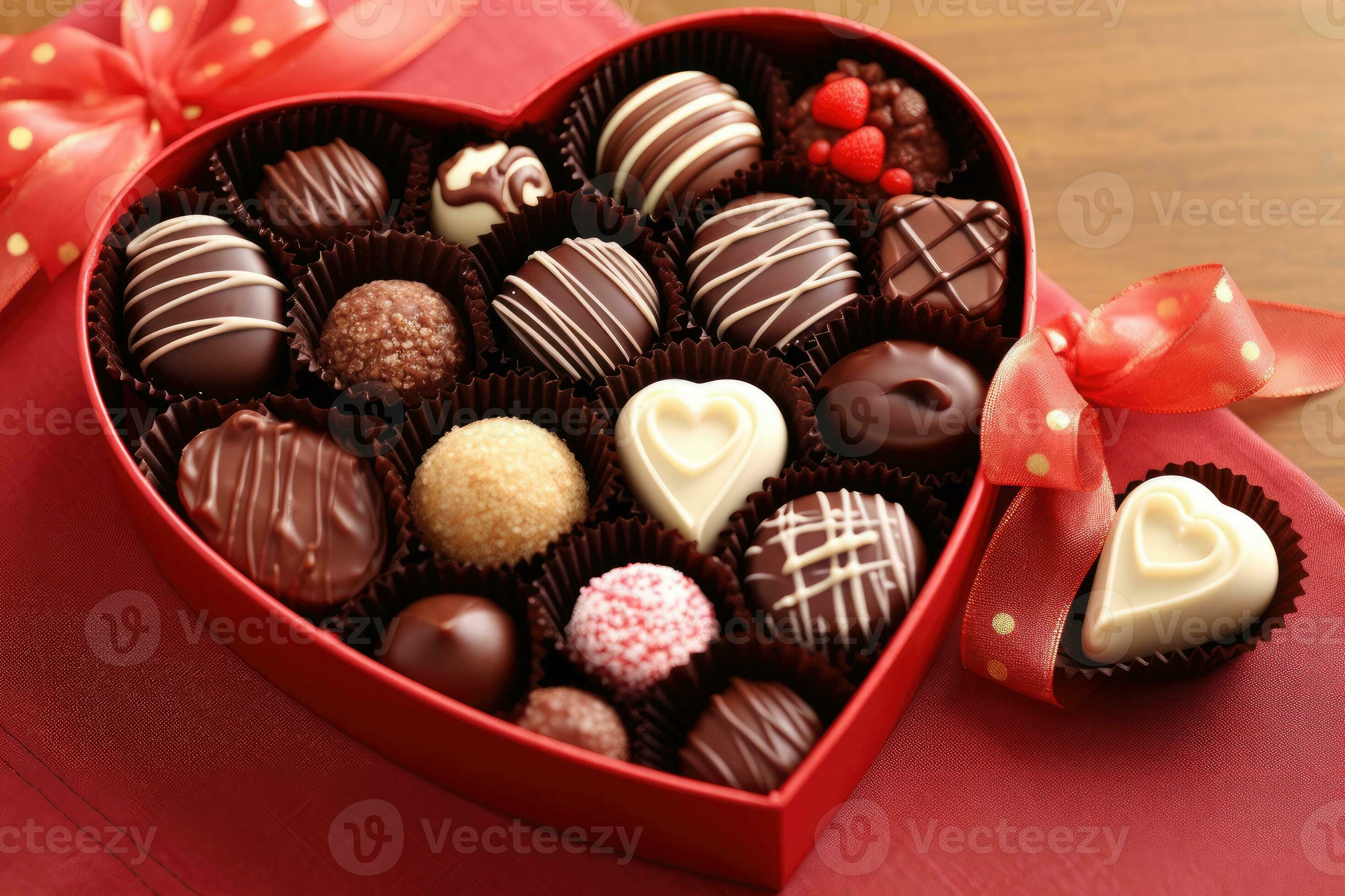 san valentino giorno cioccolatini nel cuore forma scatola, ai generativo  25534216 Stock Photo su Vecteezy