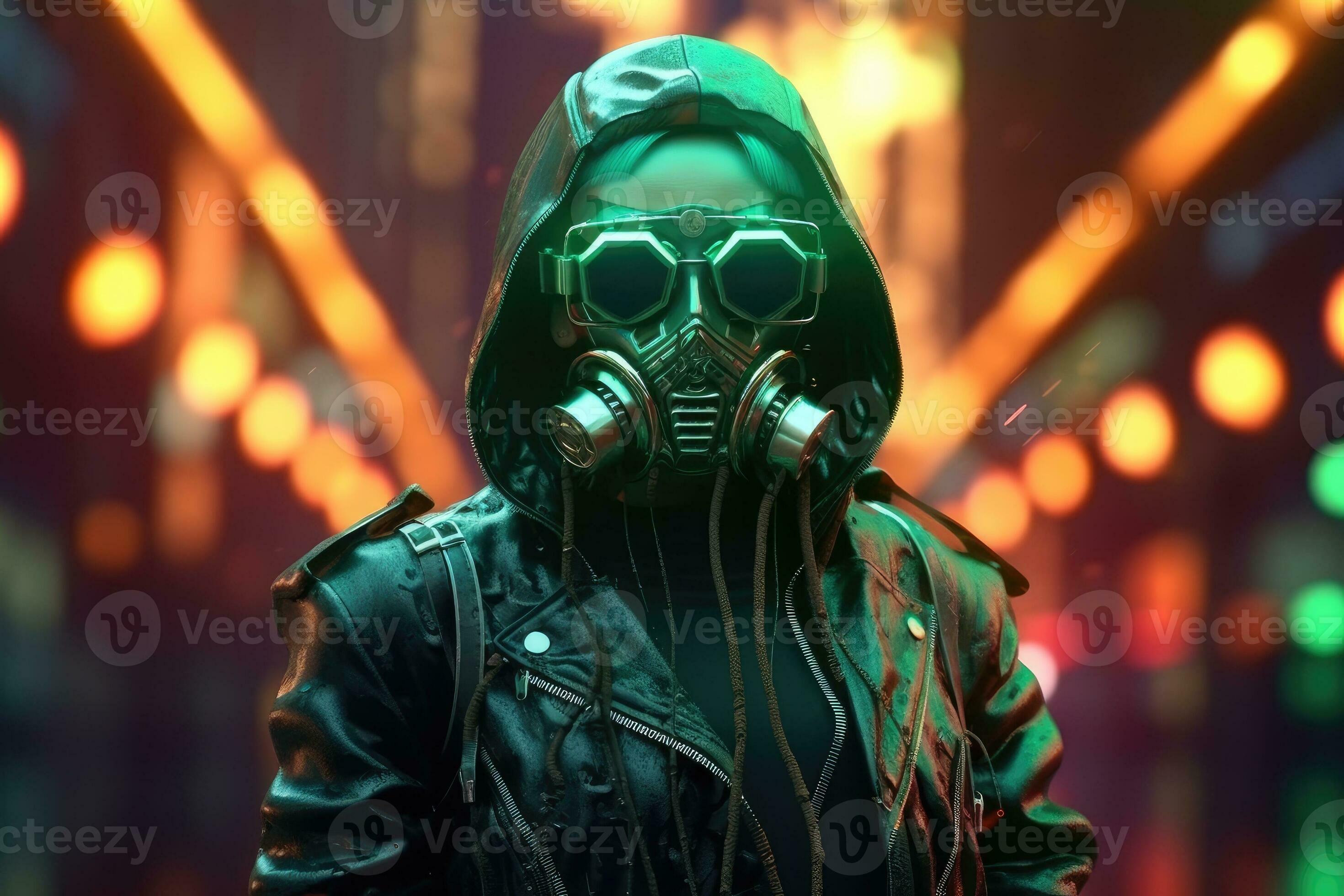 moda cyberpunk ragazza con gas maschera. generativo ai 26781123