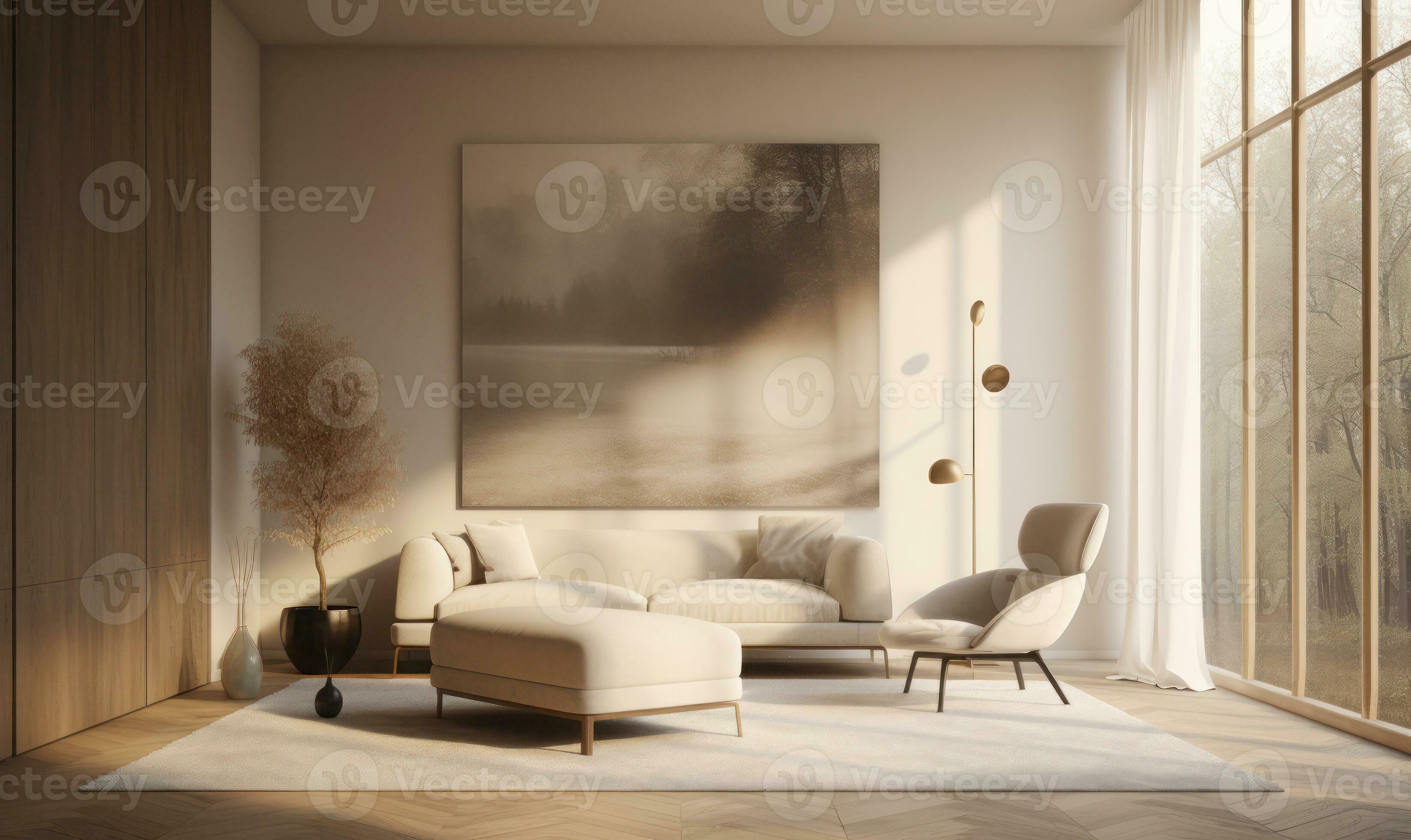 interno design di accogliente vivente camera con elegante divano,  decorazione, e personale Accessori nel moderno casa arredamento. modello.  27840329 Stock Photo su Vecteezy