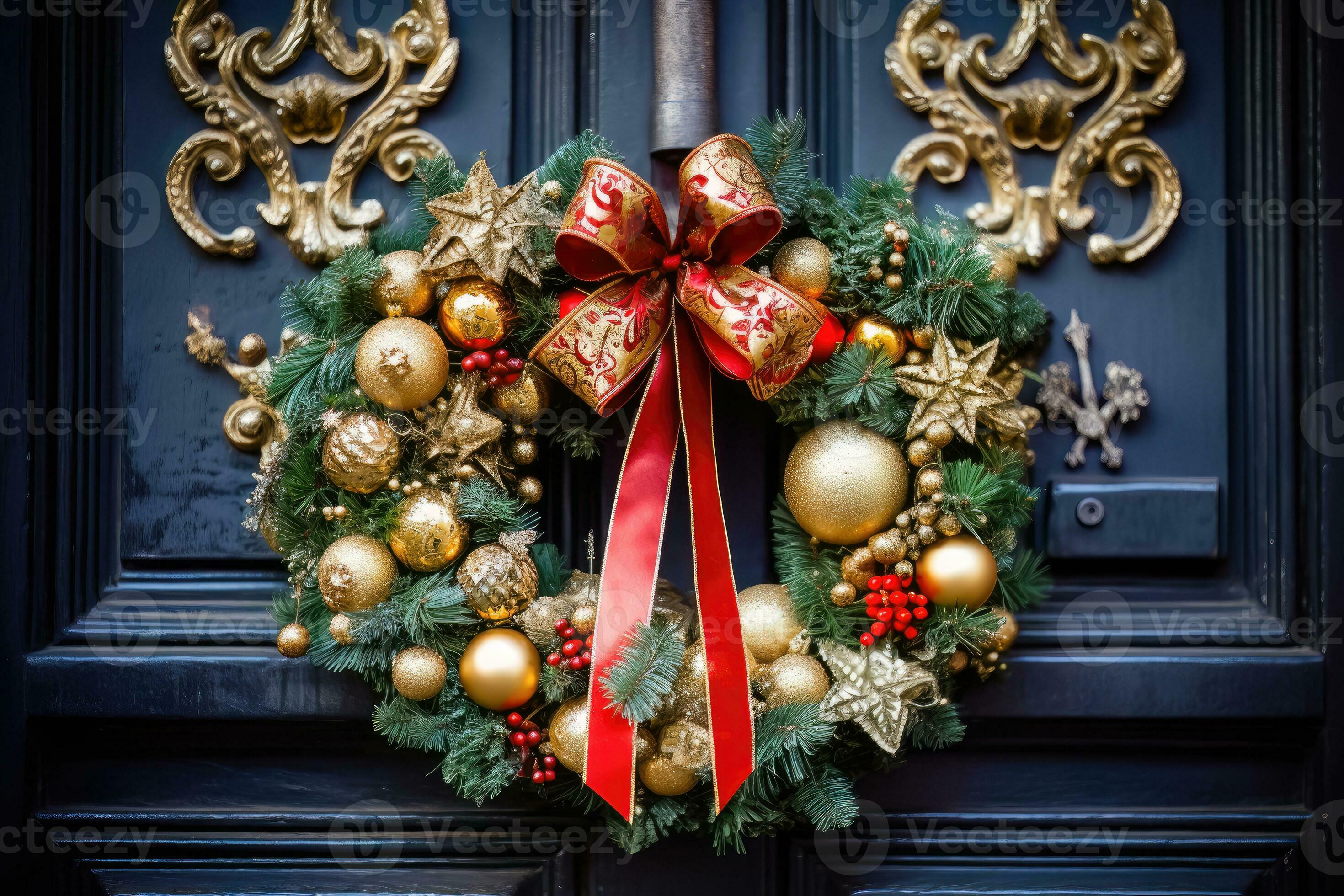 festivo Natale porta ghirlanda decorazione - generativo ai 27939694 Stock  Photo su Vecteezy