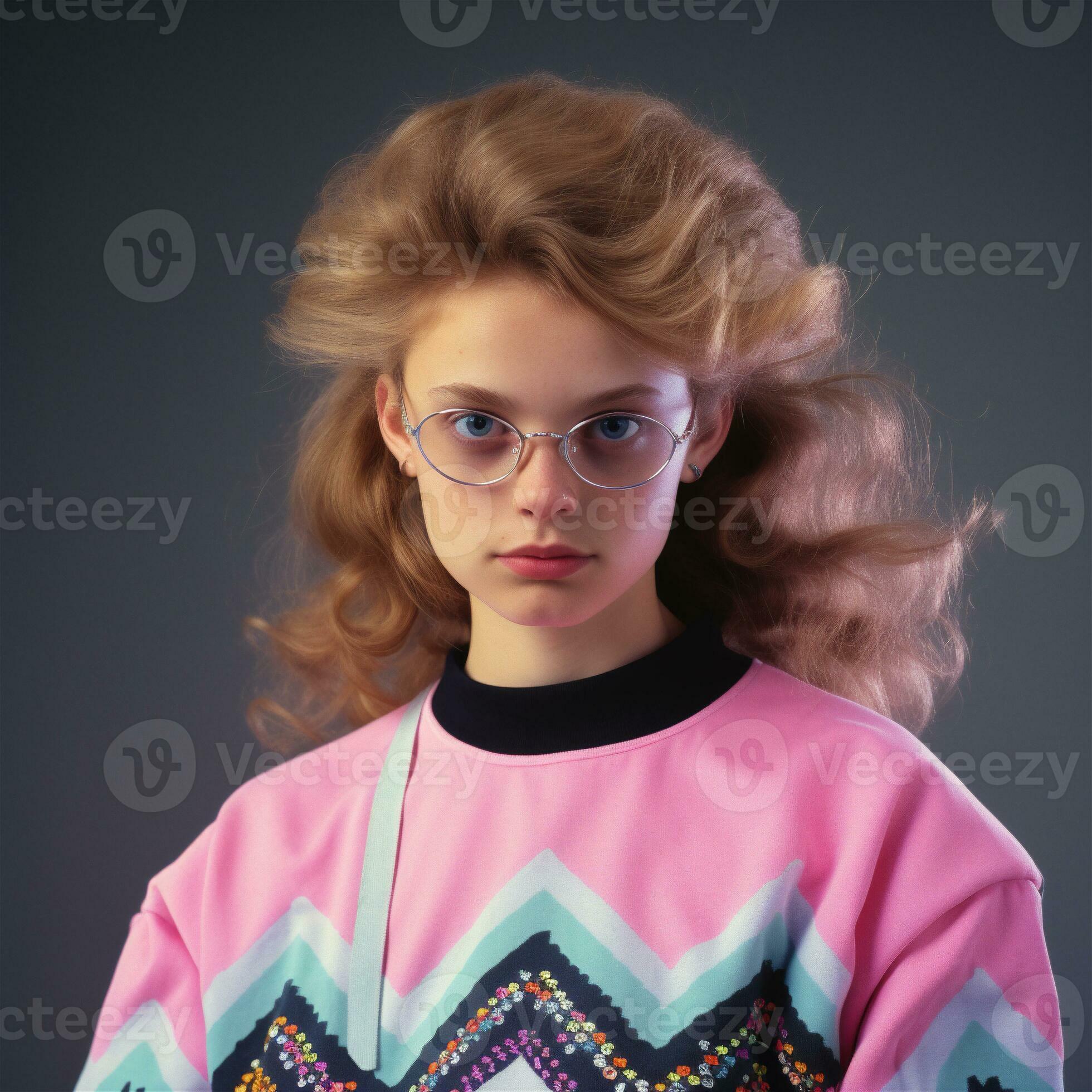 Premium Photo  1980s vintage fashion portrait Caucasian woman with retro  80's style Generative ai